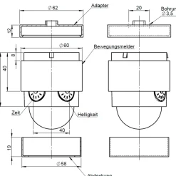 Bewegungsmelder für Leuchten ohne Dauerlichtfunktion Montagezubehör