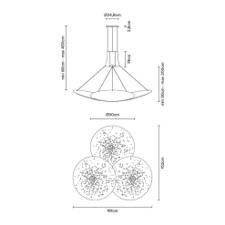 Best Lens Pendelleuchte, 3-flg., Ø: 90 cm Pendelleuchten|Flur