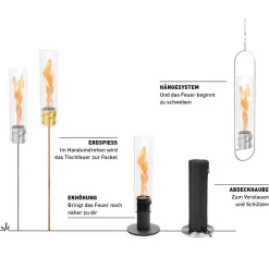 New Spin 900 Tischfeuer & Windlicht, inkl. Bioethanol Flüssig-Brennstoff Weihnachtsbeleuchtung|Kerzen & Windlichter
