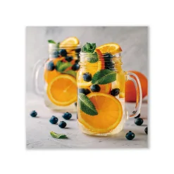 Discount Glasbild Digitaldruck Cocktail mit Orangen, 60 x 60 cm Bilder|Wohnzimmer