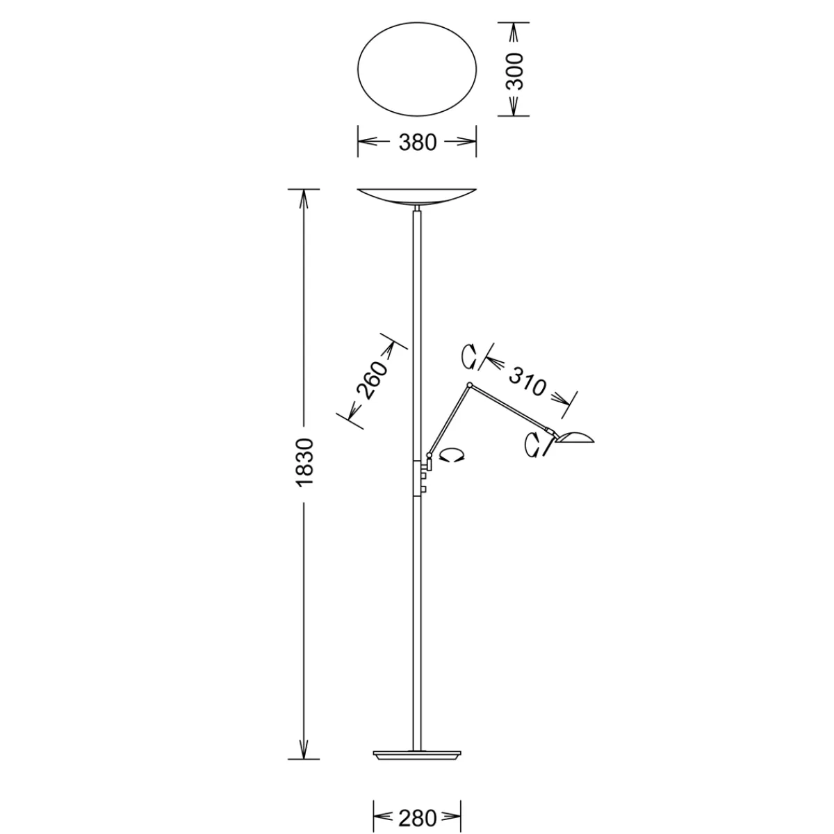 New Alma-L LED Deckenfluter mit Lesearm Stehleuchten