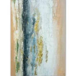 Clearance Ölbild Abstrakt in Beige, Weiß, Blau und Gold, 120 x 90 cm Bilder|Flur