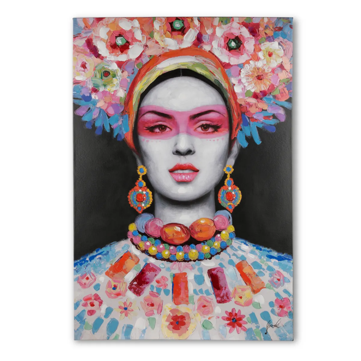 Ölbild Blumengeschmückte Dame, 120 x 80 cm Bilder|Flur