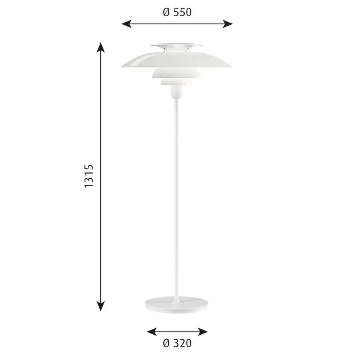 New PH 80 Stehleuchte, mit Dimmer Hotellerie|Wohnzimmer