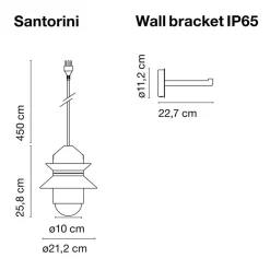 Hot Santorini Wandleuchte mit Wandhaken und Anschluss IP65 Terrassen|Hauseingänge