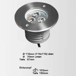 Clearance R 240V Asym. 3x3 W LED Bodeneinbauleuchte Strahler & Scheinwerfer|Bodenleuchten