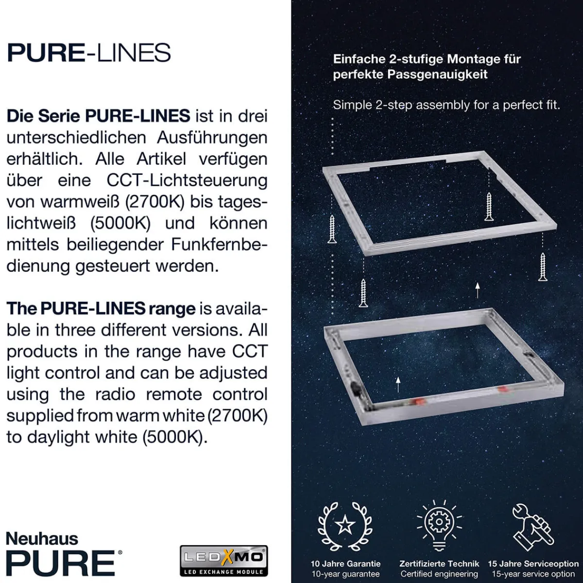 Outlet PURE Lines Straight LED Deckenleuchte mit CCT Flur|Deckenleuchten