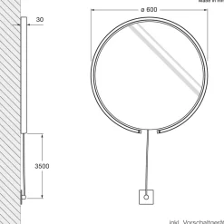 Outlet Mito sfera corda 60 wide Wand- / Spiegelleuchte, Spiegel getönt Spiegel|Hotellerie