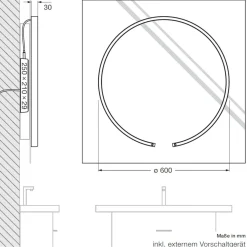 Clearance Mito sfera su 60 wide Spiegelleuchte Hotellerie|Badezimmer