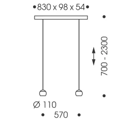 Clearance Balino LED Pendelleuchte, 2-flg., unsichtbare Höhenverstellung, Baldachin: Chrom, Rückläufer Pendelleuchten