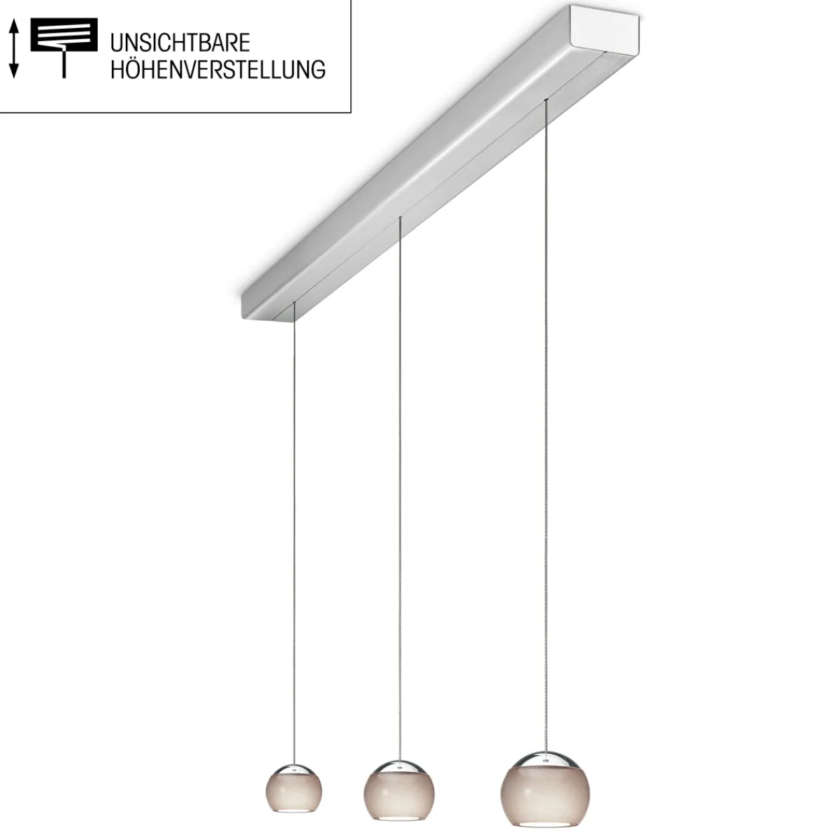 Discount Balino LED Pendelleuchte, 3-flg., unsichtbare Höhenverstellung, Baldachin: Alu gebürstet Pendelleuchten|Pendelleuchten