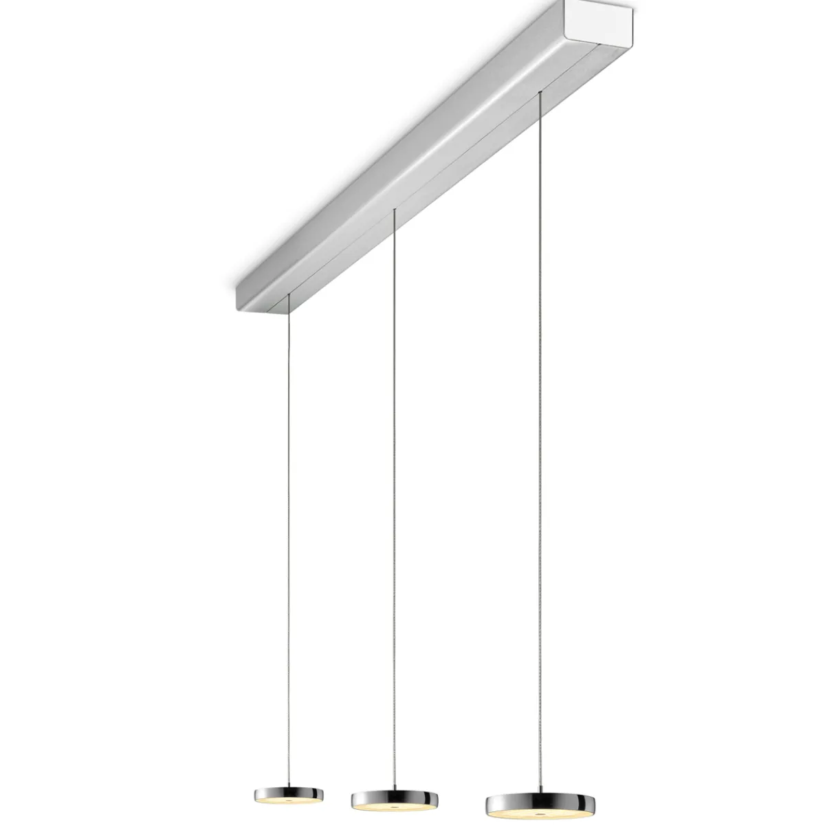 New Decent LED Pendelleuchte, 3-flg., TW, unsichtbare Höhenverstellung, Baldachin: Alu gebürstet Pendelleuchten|Pendelleuchten