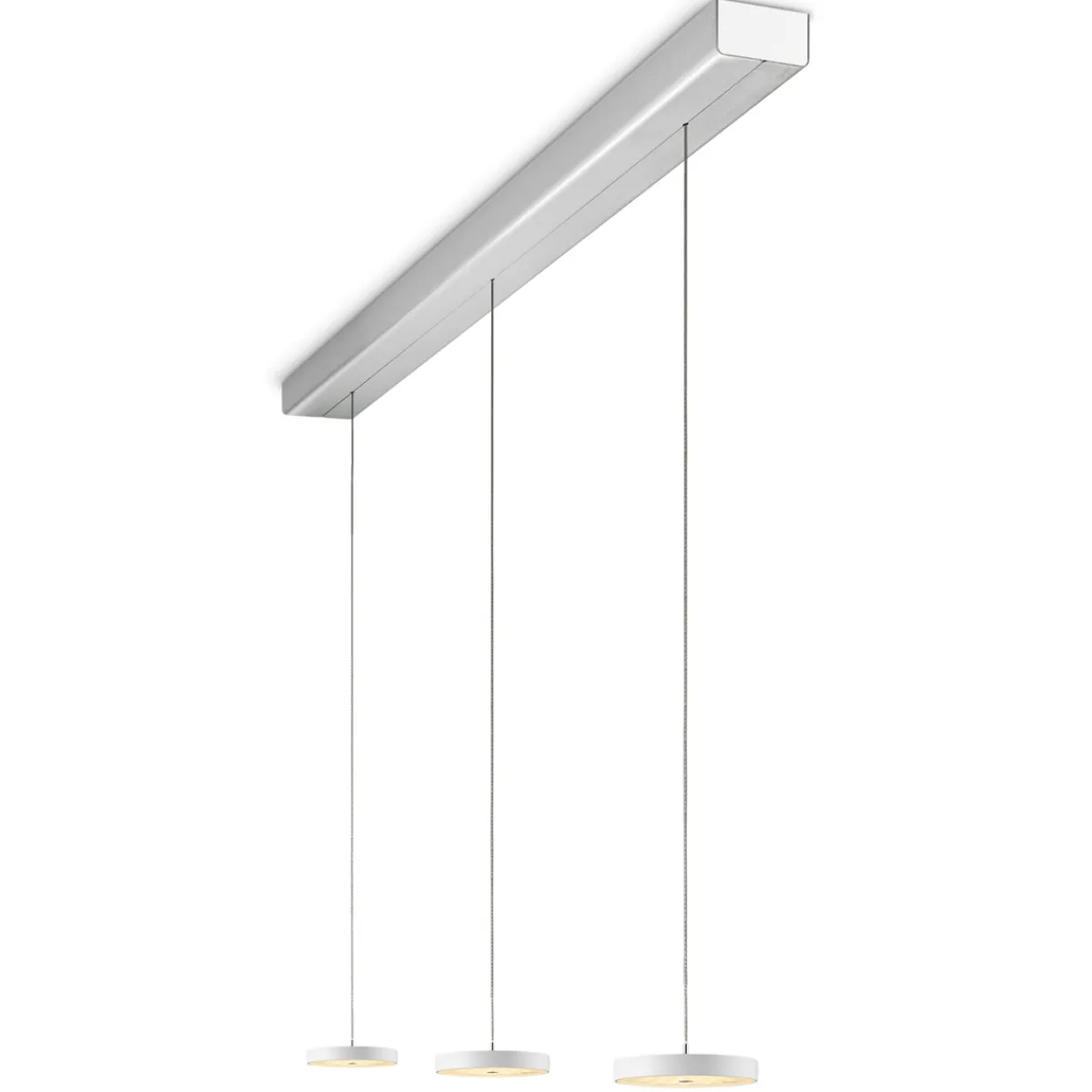 New Decent LED Pendelleuchte, 3-flg., TW, unsichtbare Höhenverstellung, Baldachin: Alu gebürstet Pendelleuchten|Pendelleuchten