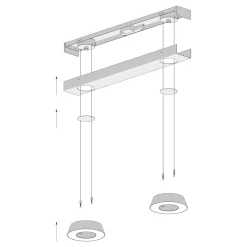 New Glance LED Pendelleuchte, 2-flg., unsichtbare Höhenverstellung Küche|Essbereiche