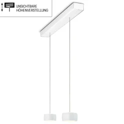 Hot Grace LED Pendelleuchte, 2-flg., TW, unsichtbare Höhenverstellung, Baldachin: weiß matt, Abverkaufsware Pendelleuchten