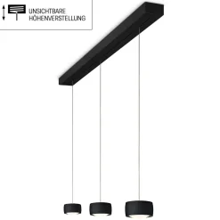New Grace LED Pendelleuchte, 3-flg., TW, unsichtbare Höhenverstellung, Baldachin: schwarz Essbereiche|Pendelleuchten