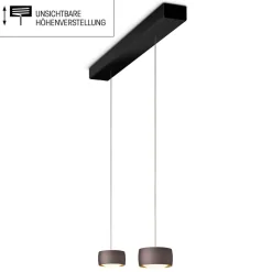 Hot Grace LED Pendelleuchte, 2-flg., TW, unsichtbare Höhenverstellung, Baldachin: schwarz Küche|Essbereiche