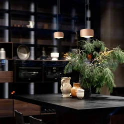 Hot Grace LED Pendelleuchte, 2-flg., TW, unsichtbare Höhenverstellung, Baldachin: schwarz Küche|Essbereiche