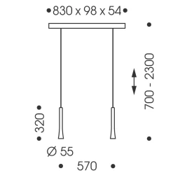 New Rio LED Pendelleuchte, 2-flg., unsichtbare Höhenverstellung, Baldachin: Alu gebürstet Pendelleuchten|Küche