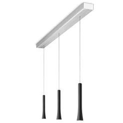Online Rio LED Pendelleuchte, 3-flg., unsichtbare Höhenverstellung, Baldachin: Alu gebürstet Pendelleuchten|Essbereiche