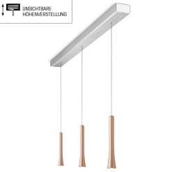 Online Rio LED Pendelleuchte, 3-flg., unsichtbare Höhenverstellung, Baldachin: Alu gebürstet Pendelleuchten|Essbereiche