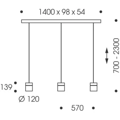 Best Tudor M LED Pendelleuchte, 3-flg., TW, unsichtbare Höhenverstellung, Baldachin: weiß matt Pendelleuchten|Pendelleuchten