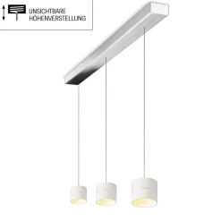 Outlet Tudor S LED Pendelleuchte, 3-flg., TW, unsichtbare Höhenverstellung, Baldachin: Chrom Pendelleuchten|Pendelleuchten