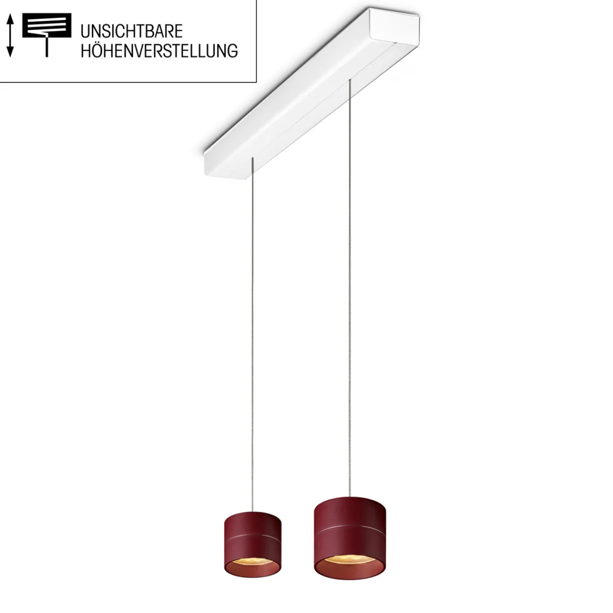 Tudor S LED Pendelleuchte, 2-flg., TW, unsichtbare Höhenverstellung, Baldachin: weiß matt Pendelleuchten|Pendelleuchten