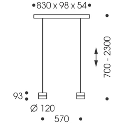 Tudor S LED Pendelleuchte, 2-flg., TW, unsichtbare Höhenverstellung, Baldachin: weiß matt Pendelleuchten|Pendelleuchten
