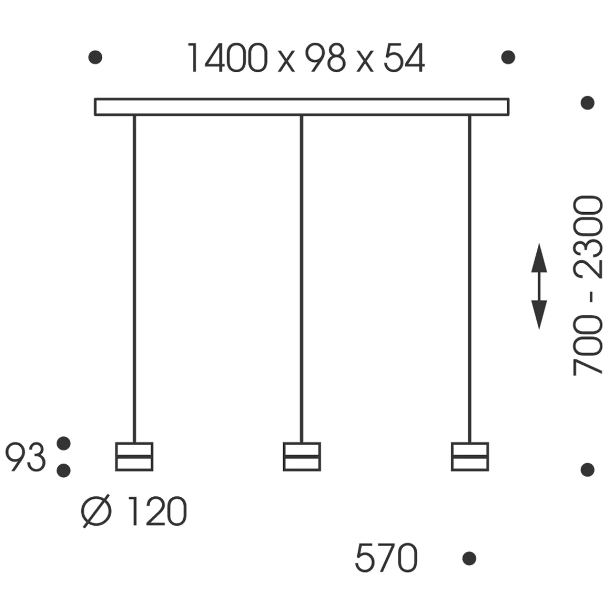 New Tudor S LED Pendelleuchte, 3-flg., TW, unsichtbare Höhenverstellung, Baldachin: Alu gebürstet Pendelleuchten|Pendelleuchten