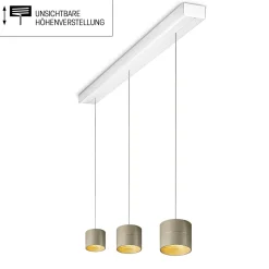 Outlet Tudor S LED Pendelleuchte, 3-flg., TW, unsichtbare Höhenverstellung, Baldachin: weiß matt Pendelleuchten|Pendelleuchten