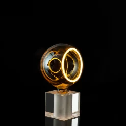 Cubic Tischleuchte mit LED Floating Globe 150 90° smokey grau Dekoration|Wohnzimmer