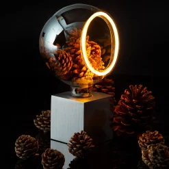 Cubic Tischleuchte mit LED Floating Globe 150 90° smokey grau Dekoration|Wohnzimmer