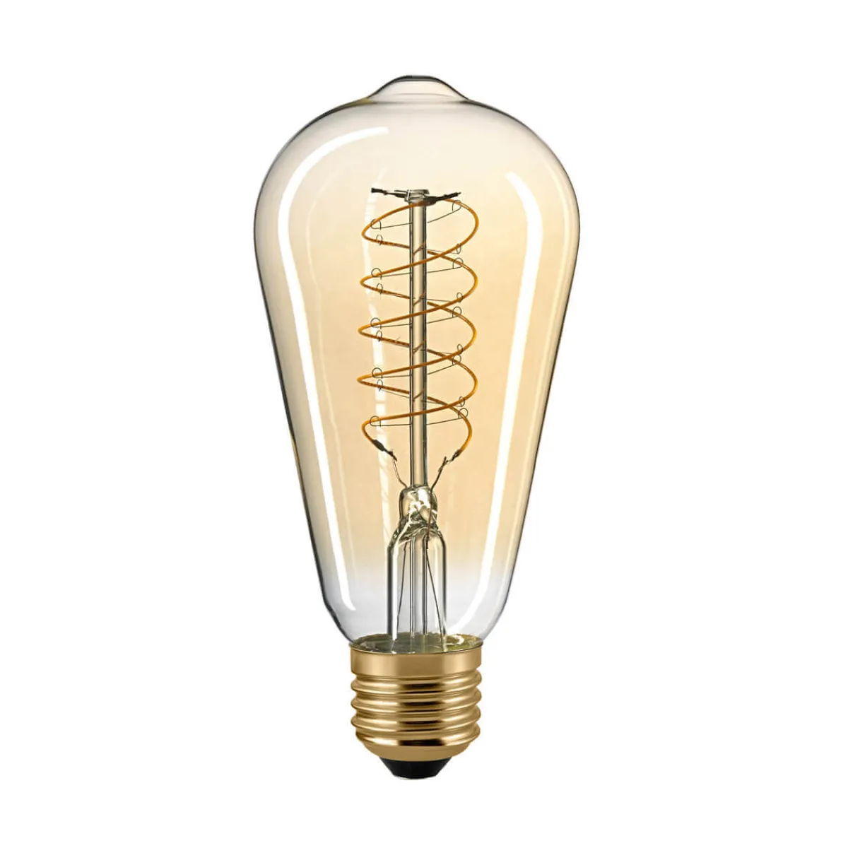 Best LED Filament Edison Lampe Slim Spiral E27 Gold, 7 W, 2500 K, dimmbar E27|Dekorative Leuchtmittel