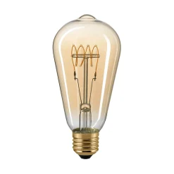 Best LED Filament Edison Lampe Slim Curved E27 Gold, 5,5 W, 2500 K, dimmbar E27|Dekorative Leuchtmittel