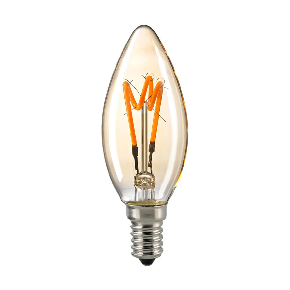 Best LED Filament Kerze Curved E14 Gold, 2,5 W, 1800 K, dimmbar E14|Dekorative Leuchtmittel