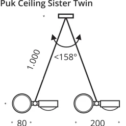 Outlet Puk Ceiling Sister Twin, 100 cm, Gehäuse Deckenleuchten|Flur