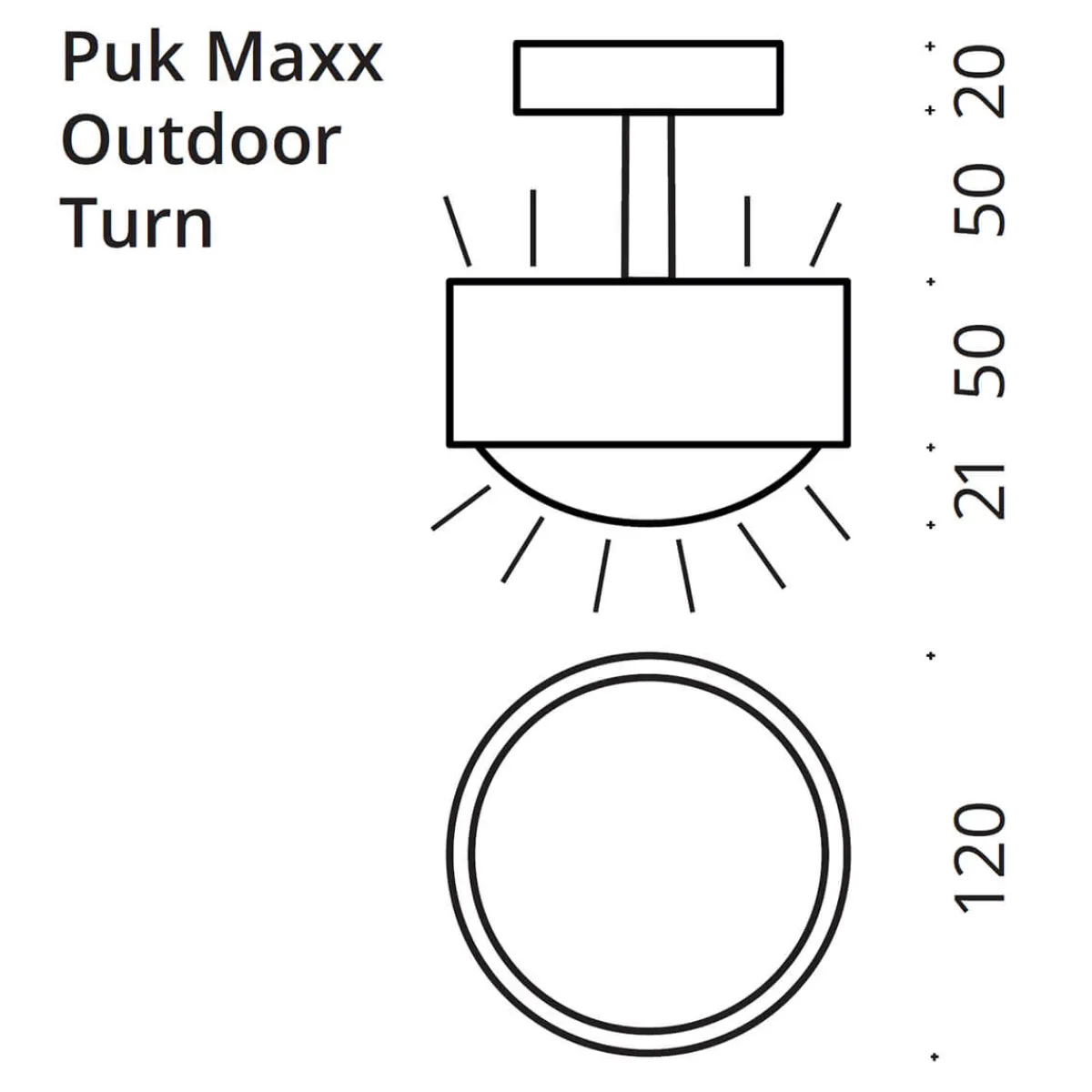 New Puk Maxx Turn Outdoor Up & Down LED Deckenleuchte, Gehäuse Terrassen|Hauseingänge