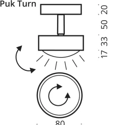 Sale Puk Mini Turn Downlight Deckenleuchte, Gehäuse Wohnzimmer|Flur