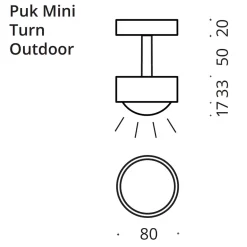 Clearance Puk Mini Turn Outdoor LED Deckenleuchte, Gehäuse Terrassen|Hauseingänge